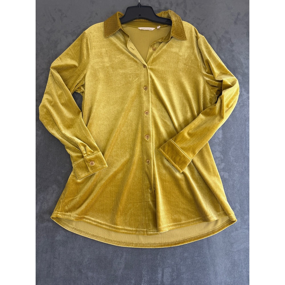 Soft Mustard Yellow Ribbed Velvet Corduroy Tunic Top M